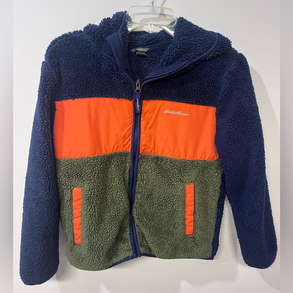 Eddie Bauer Boys Sherpa Color Block Jacket Medium 10-12